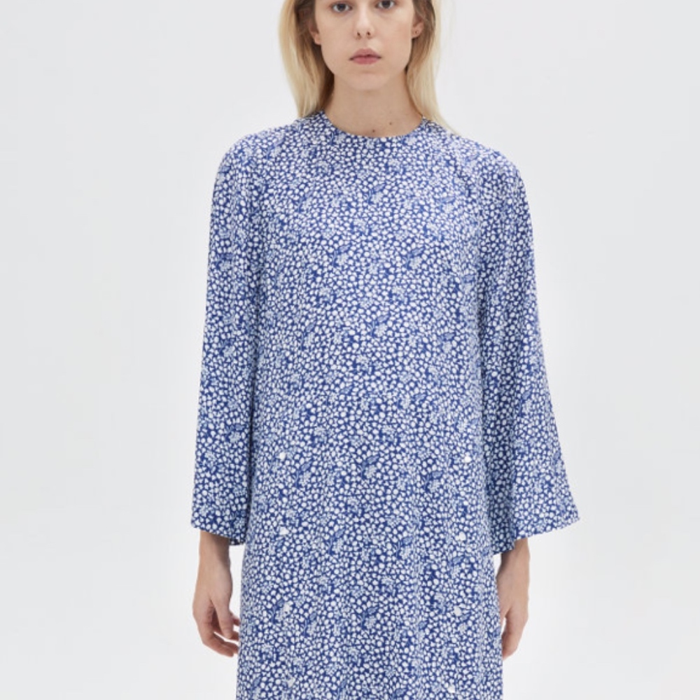 Rodebjer Luminosa flower dress in deep sea blue S